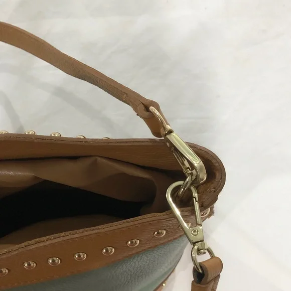 Anna Paola Leather bucket bag Green and light brown - Picture 8 of 16